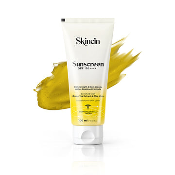 Skincin Sunscreen SPF 50 PA++++ for Men & Women | Ultra Light, Oil-Free, Waterproof Sunscreen Lotion | Broad Spectrum UVA/UVB Protection, Non-Sticky Matte Finish, Daily Sun Cream for Indians (100ml)