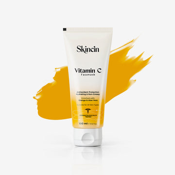 Skincin Vitamin C Face Wash for Glowing Skin, Brightening & Acne Control | Oil-Free Gentle Cleanser with Antioxidants for Men & Women | Natural Daily Facewash for Youthful Radiance (100ml)