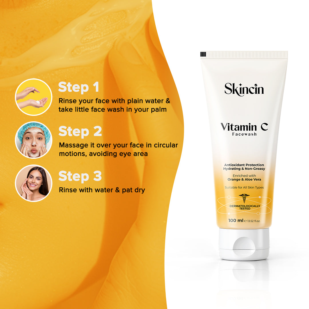 Skincin Vitamin C Glow Face Wash | Brighten, Cleanse, Refresh