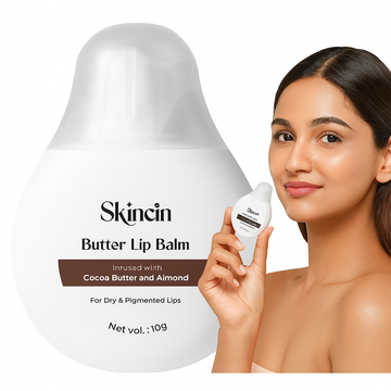 Skincin Butter Lip Balm with Cocoa Butter & Almond | Deep Moisturizing Lip Care for Dry & Pigmented Lips | Nourishing, Non-Sticky, Daily Use Lip Balm (10g)