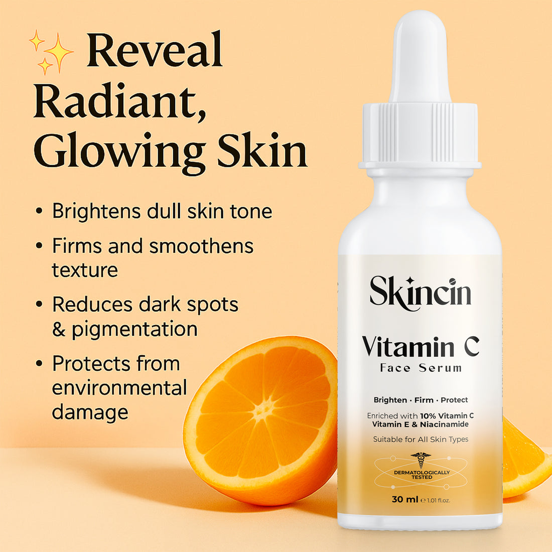 Skincin Vitamin C Brightening Face Serum | Glow, Hydrate, Renew